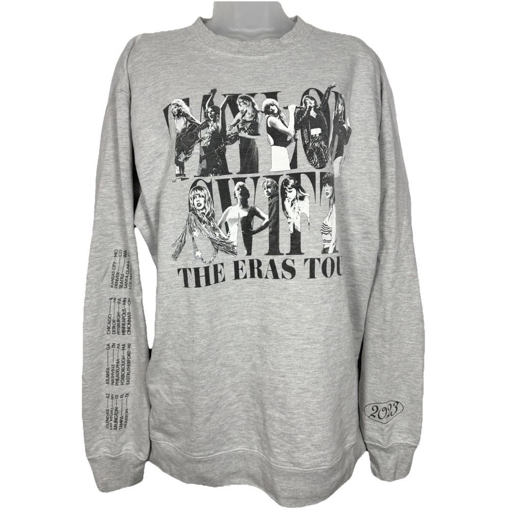 Taylor Swift The Eras Tour 2023 Gray Graphic Crewneck Sweatshirt Unisex XL